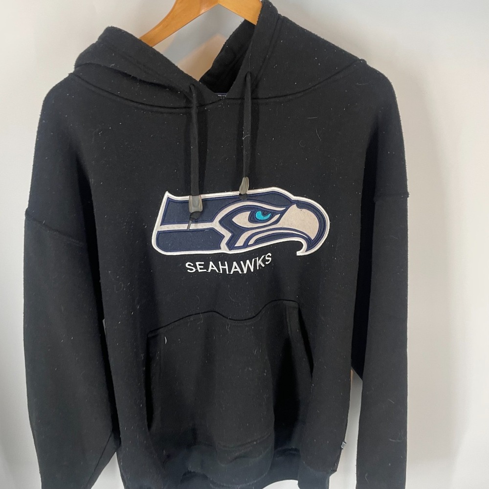 Vintage Hope Fleece Seattle Seahawks NFL Football Pullover Hoodie Black Mens L